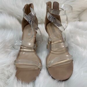 Bar III Women's Nude and Clear Strappy Heels